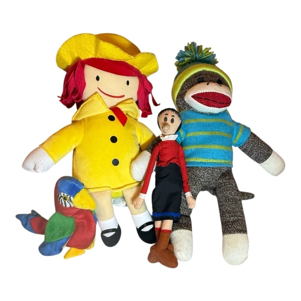 4 STUFFIES Madeline, Jabber Beanie‎ Baby, Olive  Oyl and Unusual Sock Monkey
